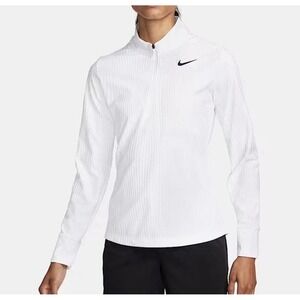 Nike‎ Women's XXL Golf Ribbed 1/4 Zip Long Sleeve White Performance Top Pullover